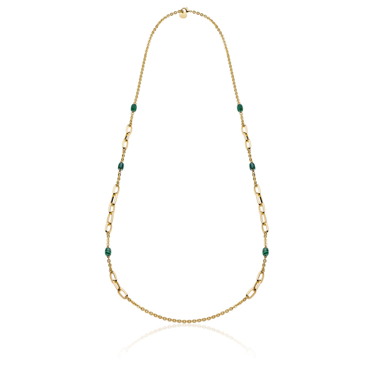 Collana Lunga con Malachite Verde e Catena Forzatina Fantasia