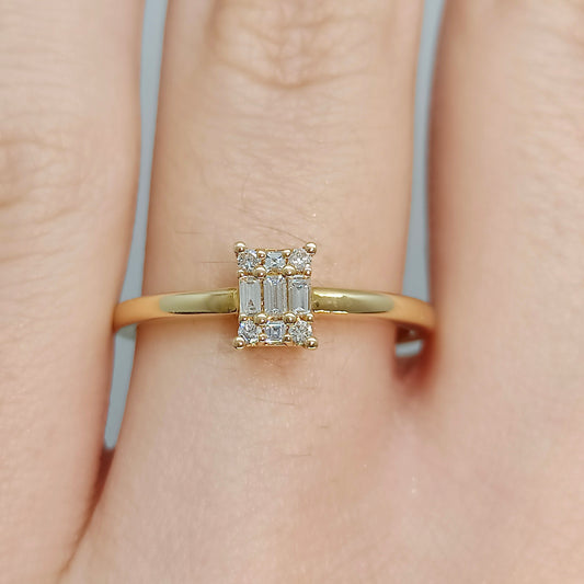 Anello in Oro Giallo 18kt con Pavé di Diamanti 0,14 ct