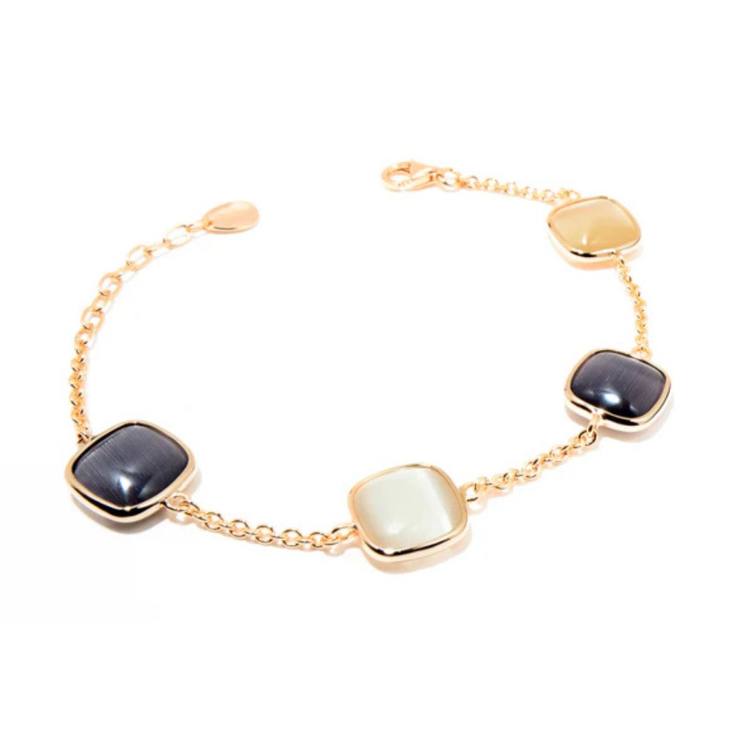 Bracciale Madì in Argento Rosato con Pietre