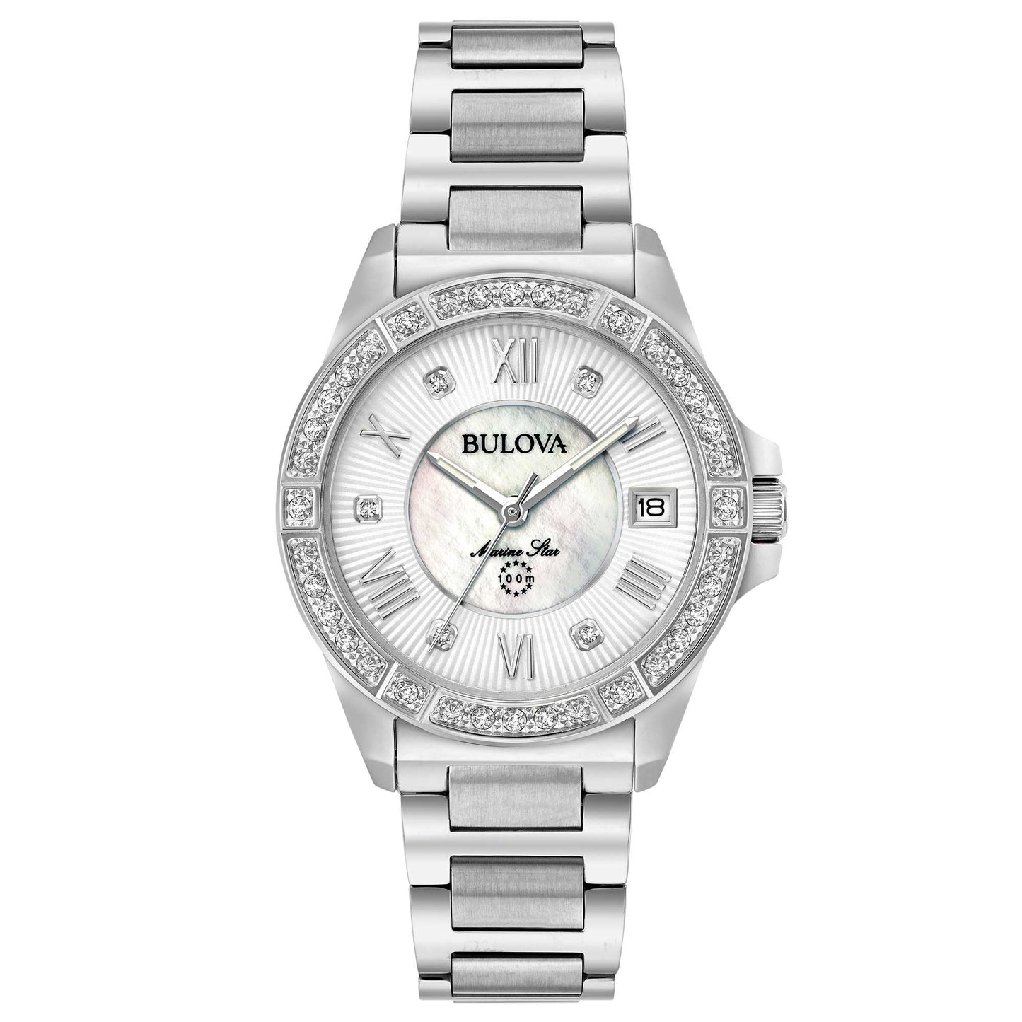 Bulova Marine Star Lady Diamonds – Orologio Donna in Acciaio con Diamanti e Quadrante Madreperla