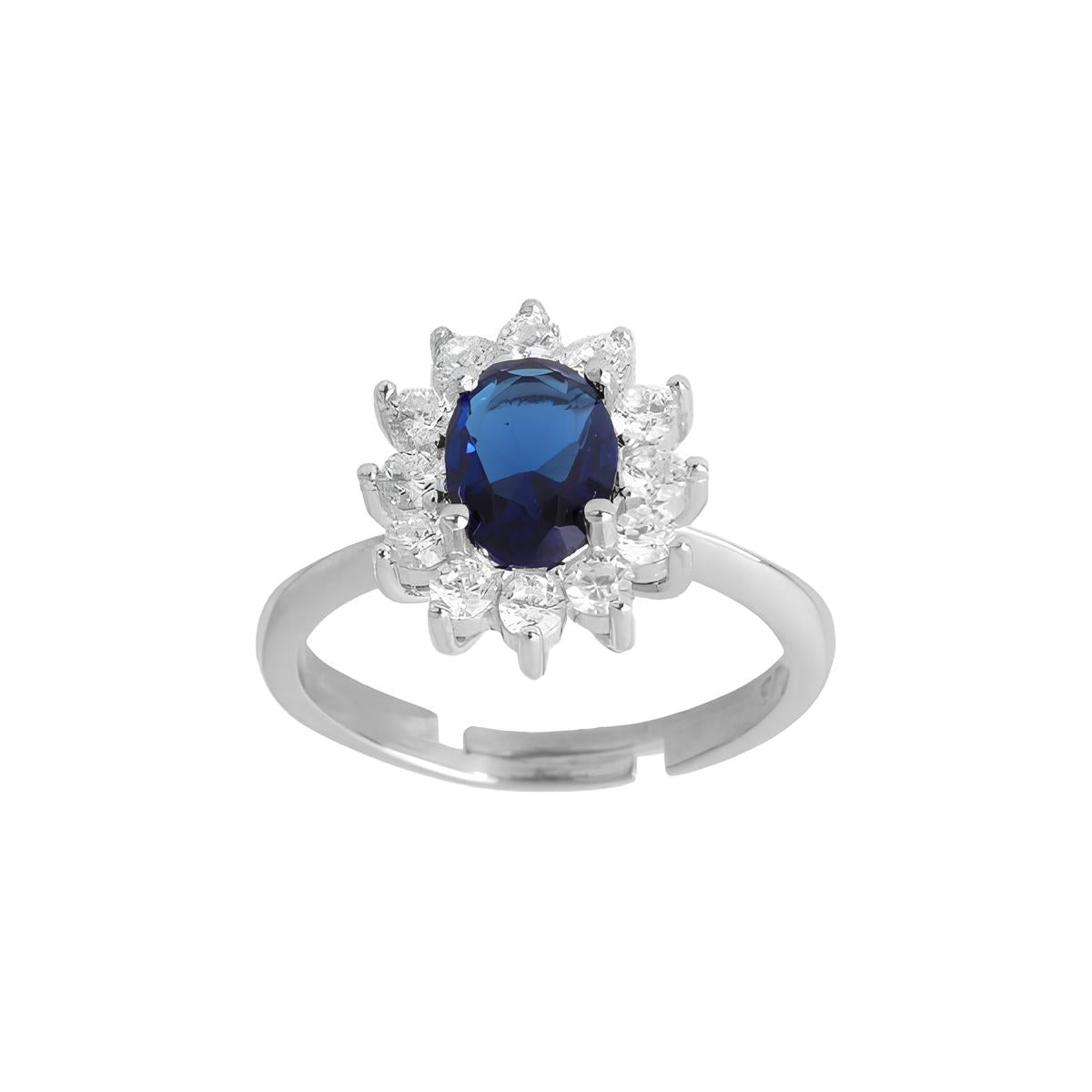 Anello Regolabile in Argento 925 con Pietra Blu
