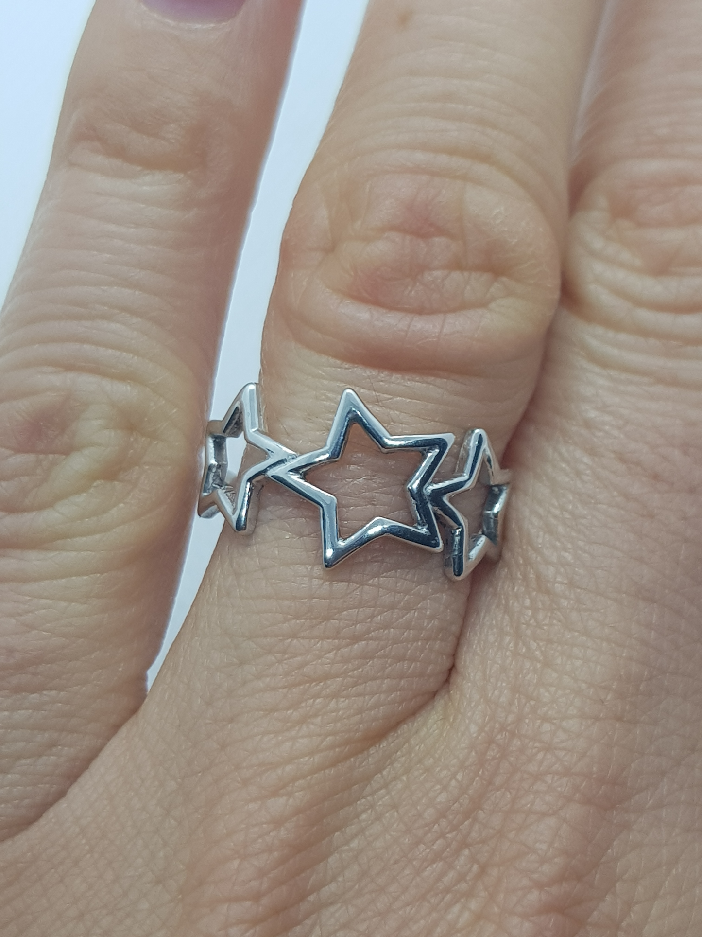 Anello in Oro Bianco 18kt con Tre Stelle