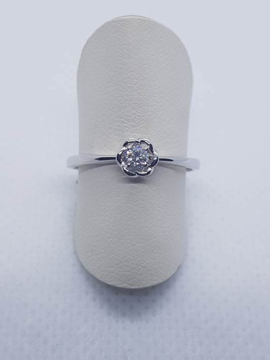 Anello in Oro Bianco 18kt con Diamante Taglio Brillante 0,09ct G SI