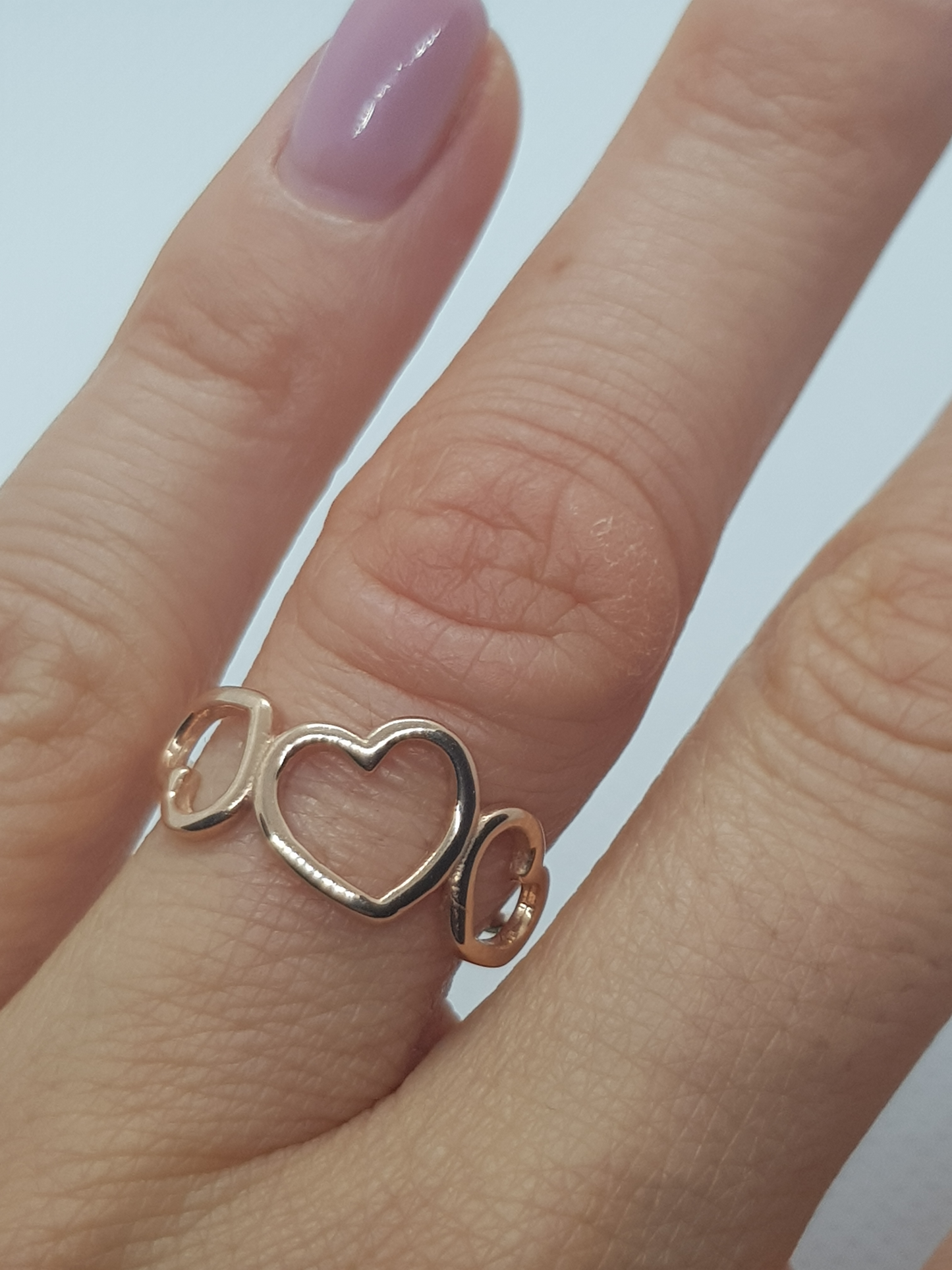 Anello Oro Rosa 18kt con Tre Cuori