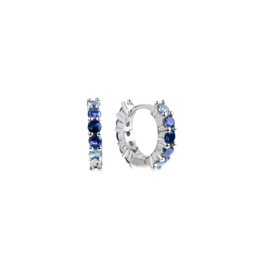 Orecchini in Argento 925 con Zirconi Degradè Colore Zaffiro – Ø 15 mm