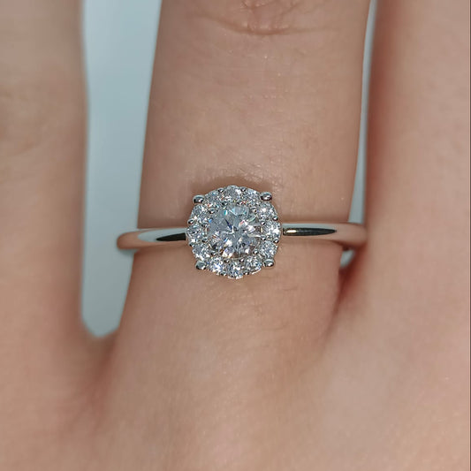 Anello Pavé in Oro Bianco 750 con Zirconi – Eleganza Luminosa e Moderna