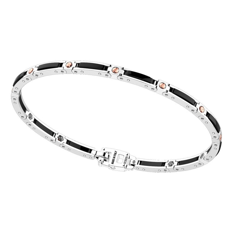 Bracciale Uomo Zancan in Argento, Ceramica Nera e Oro 18 kt