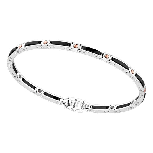 Bracciale Uomo Zancan in Argento, Ceramica Nera e Oro 18 kt