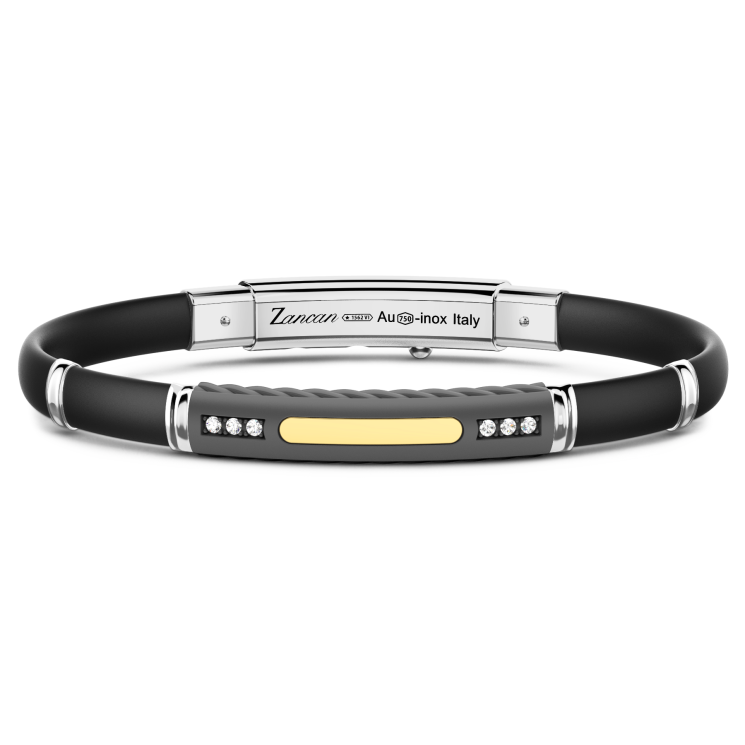 Bracciale Uomo Zancan ETB150-G in Titanio, Argento 925 e Diamanti Bianchi