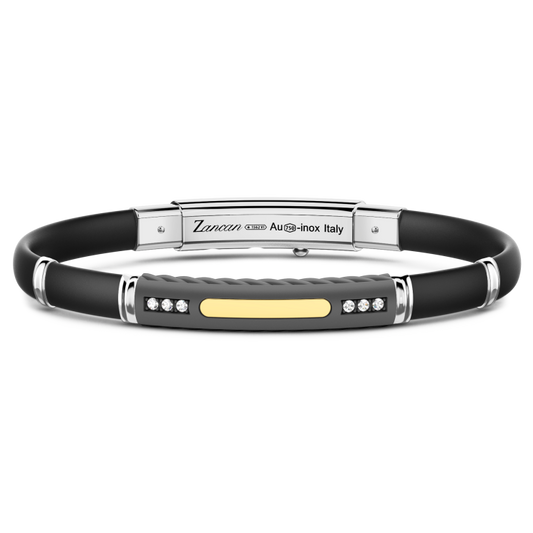 Bracciale Uomo Zancan ETB150-G in Titanio, Argento 925 e Diamanti Bianchi