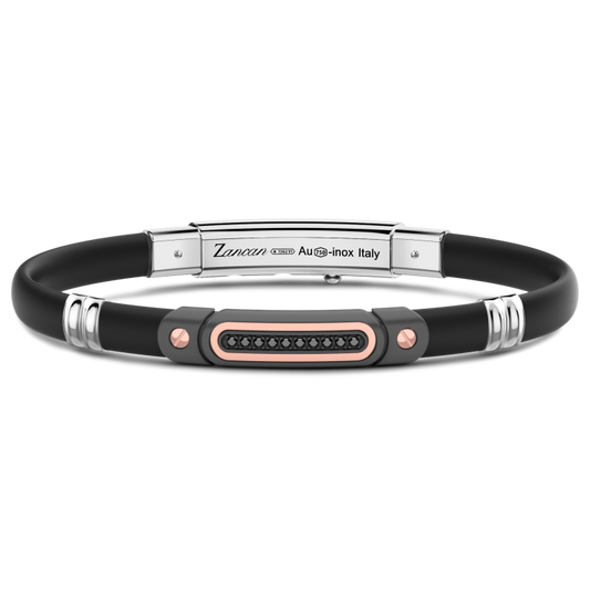 Bracciale Uomo Zancan ETB154-R in Titanio, Oro 18 kt e Diamanti Neri