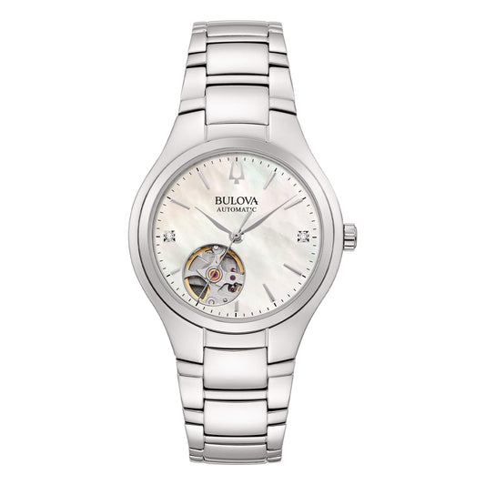 Orologio Donna Bulova Lady Automatic Open Heart in Acciaio con Quadrante Madreperla – 96P247
