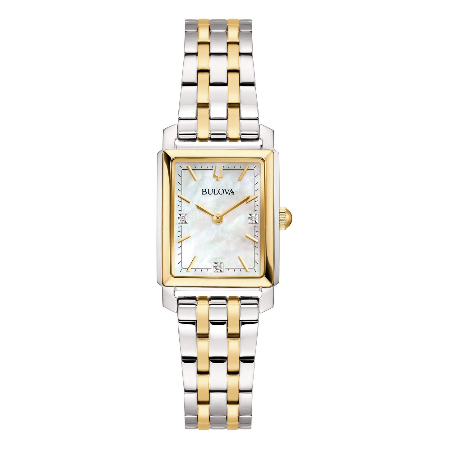 Orologio Donna Bulova Sutton Tank 98P220 – Acciaio Bicolore, Diamanti e Madreperla