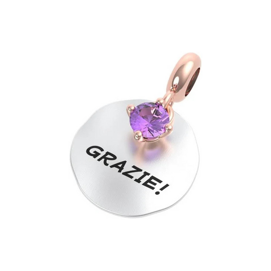 Charm Rotondo “Grazie!” in Argento