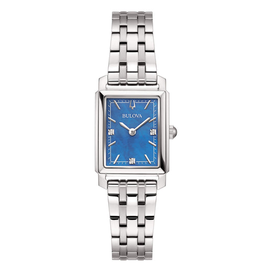 Orologio Donna Bulova Sutton Tank 96P245 in Acciaio con Diamanti
