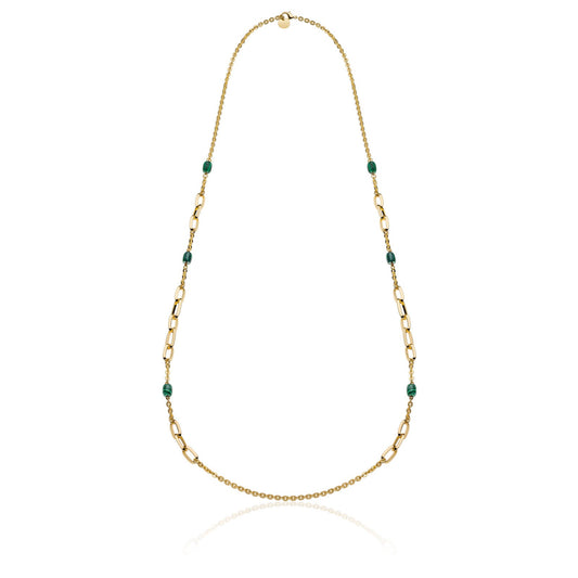 Collana Lunga Essenza UNOAERRE 2198 – Catena Forzatina con Malachite