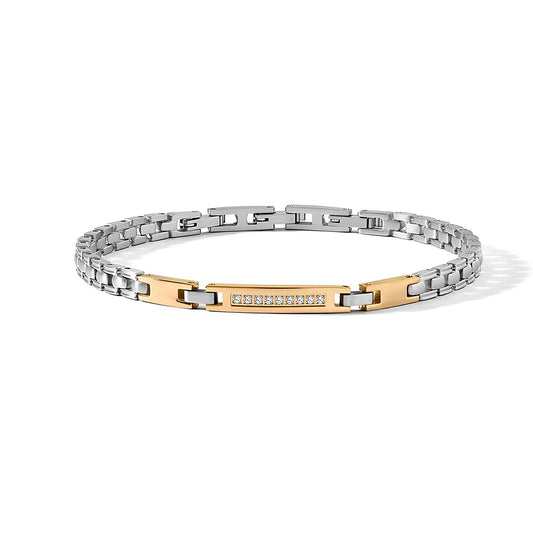 Bracciale Uomo Comete in Acciaio PVD Giallo con Diamanti Bianchi – Collezione Elegant