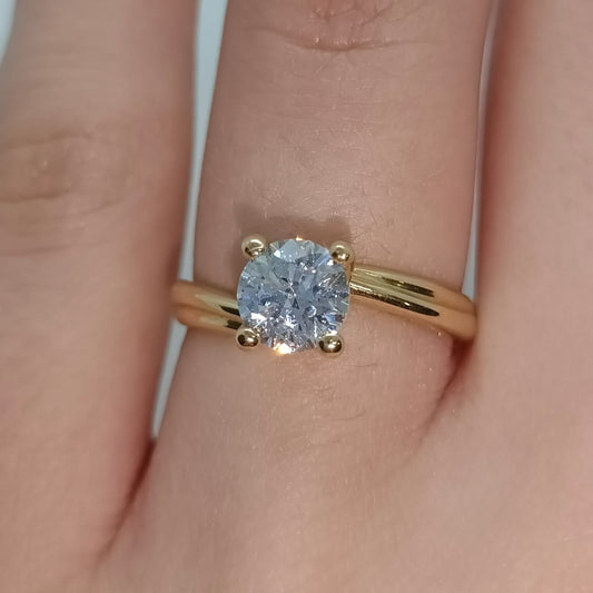 Anello solitario Valentino in oro giallo 750 con zircone