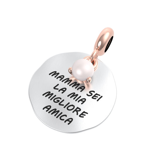 Charm Rotondo “Mamma sei la mia migliore amica” in Argento