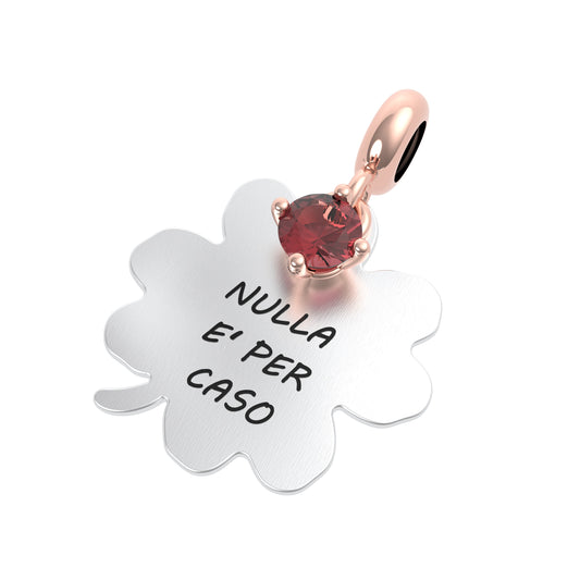Ciondolo Quadrifoglio “Nulla è per caso” in Argento