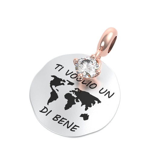 Charm Rotondo “Ti voglio un mondo di bene” in Argento