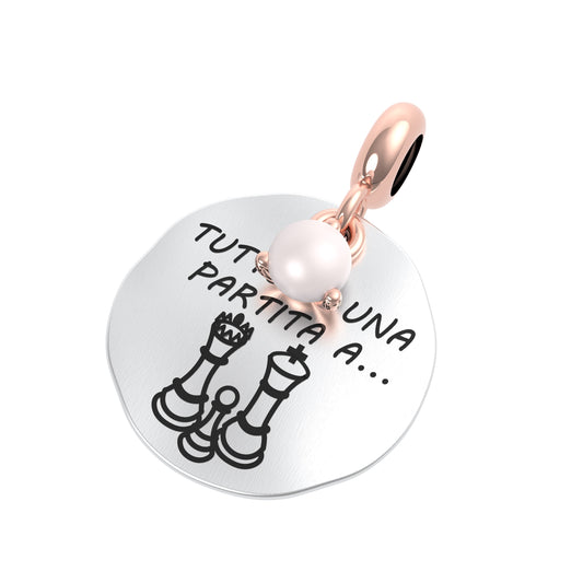 Ciondolo Rotondo “Tutto è una partita a scacchi” in Argento