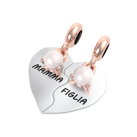Charm Cuore Spezzato “Mamma / Figlia” in Argento