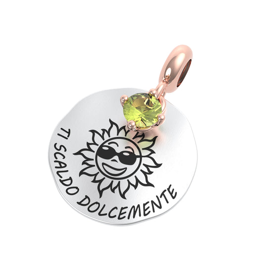 Charm Rotondo “Ti scaldo dolcemente” in Argento