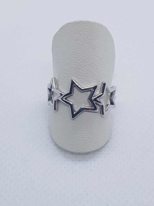 Anello in Oro Bianco 18kt con Tre Stelle