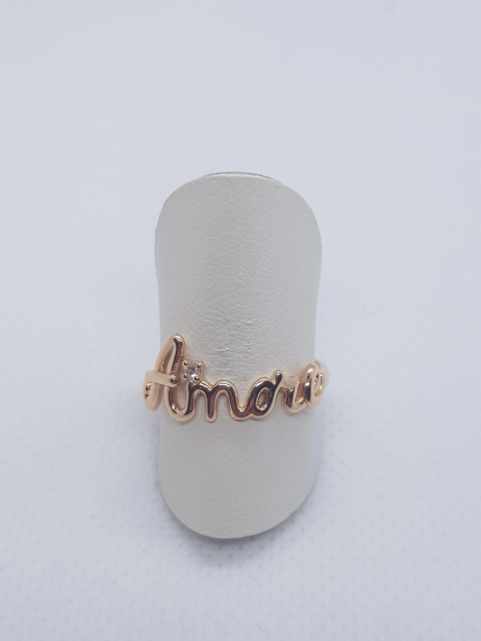 Anello Crivelli in Oro Rosa 18kt con Diamante Taglio Brillante 0,02 ct F SI – Misura 14