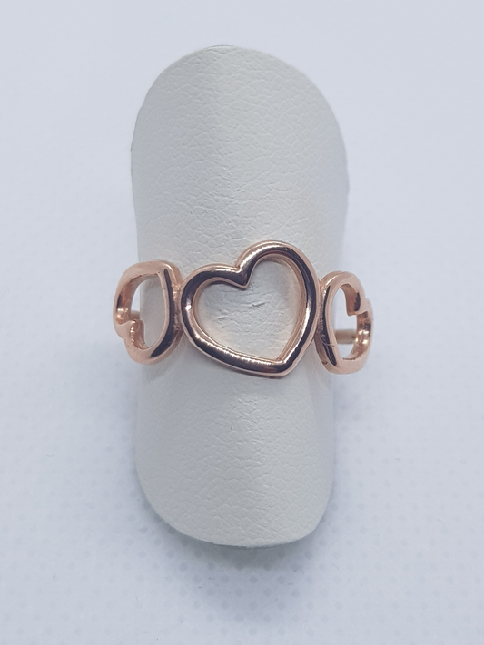 Anello Oro Rosa 18kt con Tre Cuori
