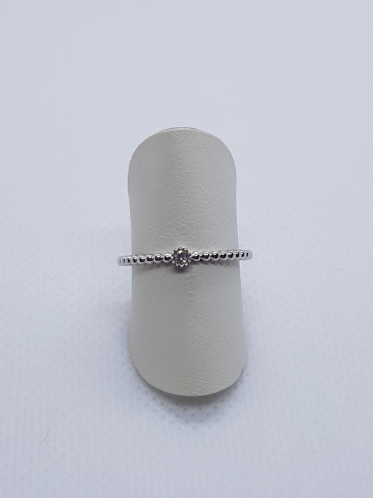 Anello in Oro Bianco 18kt con Diamante Naturale Taglio Brillante